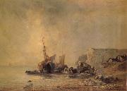 Richard Parkes Bonington Boats on the Shore of Normandy USA oil painting artist